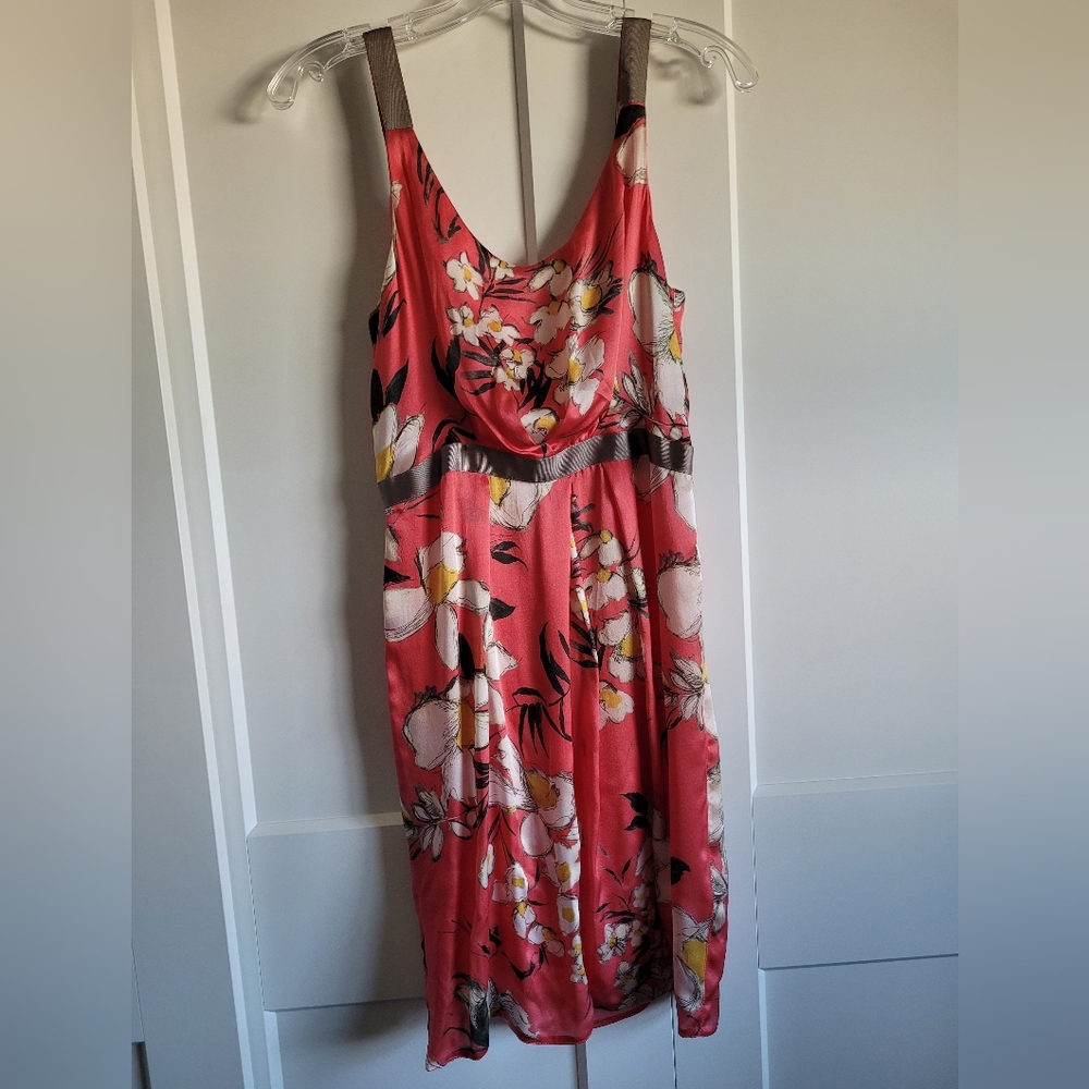 Floral Pink 100% Silk Mini Sleeveless Dress BNWT